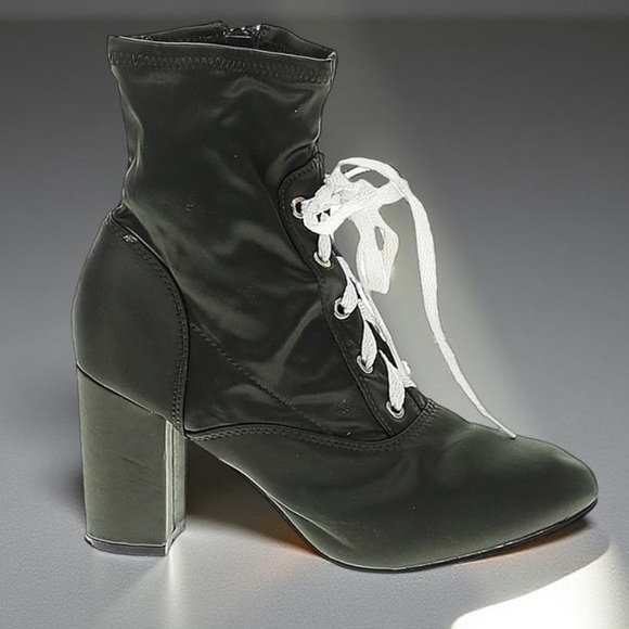 Nature Breeze Dark Green Heeled Boots - Picture 1 of 9